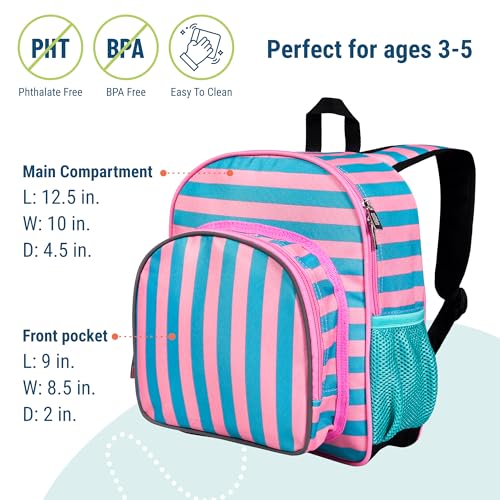 Wildkin 12 Inch Toddler Backpack for Kids, Pink Stripes - color: Pink Stripes