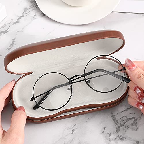 MoKo Double Eyeglass Case,Glasses and contact case 2 in 1 with Mirror - color: Brown