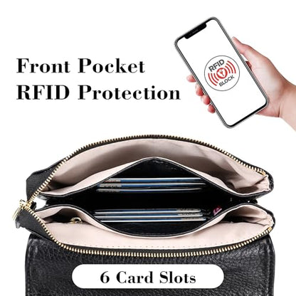MINICAT RFID Small Crossbody Bags for Women Vegan Leather Cross Body Purse - color: Black, size: Small