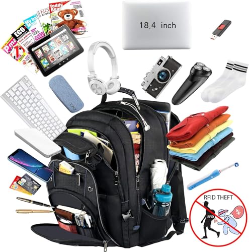 VECKUSON Extra Large Laptop Backpack, 22" x 17" x 10", 60L Capacity, Multi-Compartment Protection, Fits 15.6-19" Laptops, TSA Approved, RFID Anti-Theft, Sport Backpack - color: Blue