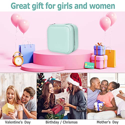 PU Leather Travel Small Portable Mini Travel Jewelry Organizer for Rings Necklaces Earrings and Lipstick Green - color: Green