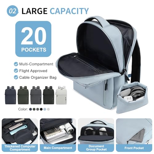 20L Backpack for 15.6 Inch Laptop for Men and Women Dusty Blue - color: Dusty Blue