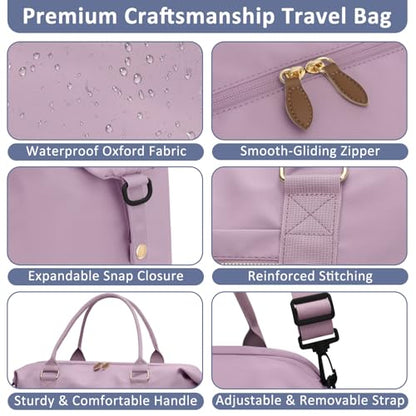 ELONGRIVER Women Travel Duffle Bags, Weekender Overnight Bag, Hospital Bag - color: Purple, size: Large