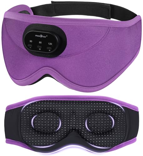 MUSICOZY Sleep Headphones Bluetooth 5.4 with Smart Timer 3D Eye Mask - color: Purple