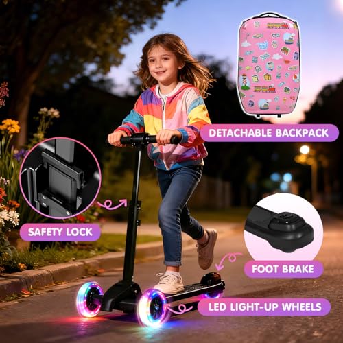 4-in-1 Detachable Scooter Luggage for Kids, Foldable Ride-On Suitcase - color: Pink