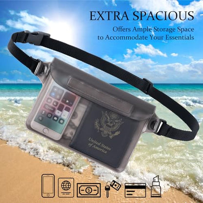 CADONO 2-Pack Waterproof Pouch with Adjustable Waist Strap - color: Black