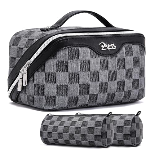 BOYATU Travel Makeup Bag Cosmetic Bags for Women: 3-Piece Makeup Bag Set - color: D-2-Black