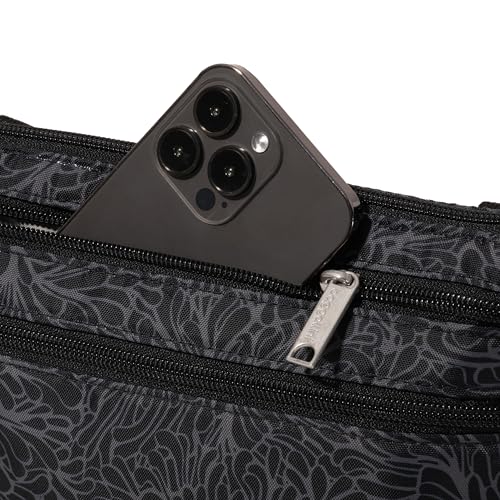 Securtex Anti-Theft Stash Crossbody - 9.25"x 6.25" Travel Safe Bag w/Locking Zippers - color: Midnight Blossom