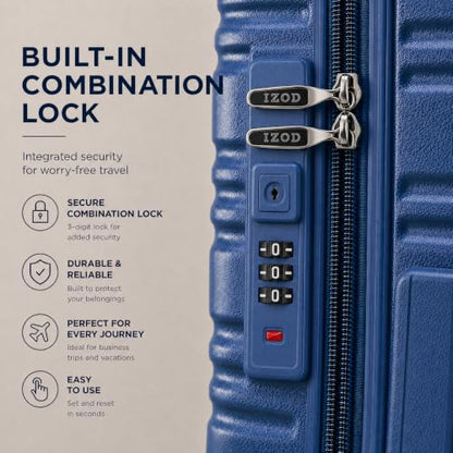 IZOD Romeo 3 Piece Hardside Expandable Luggage Set with Spinner Wheels - color: Bliss Blue, size: 3 Piece Set