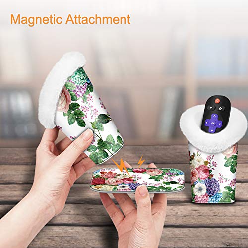 FINTIE Plush Lined Double Eyeglasses Holder with Magnetic Base for Desk - color: Flower Festival