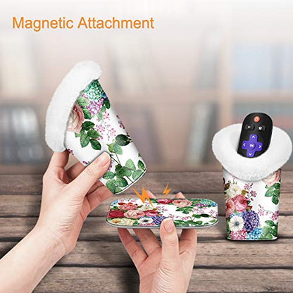 FINTIE Plush Lined Double Eyeglasses Holder with Magnetic Base for Desk - color: Flower Festival