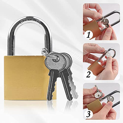 XFJSAK 2 Pcs Small Keyed Padlocks, Locker Lock, Locks with Keys 32mm, Gold, Compact, Hardened Alloy, Securing Luggage, Gym Lockers - color: 2 PCS 32mm Yellow