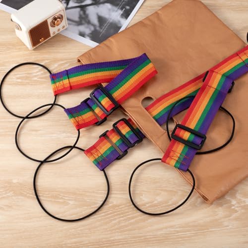 4 Pcs Rainbow Luggage Connector Straps, Adjustable Straps for Suitcases - color: Rainbow, 4pcs