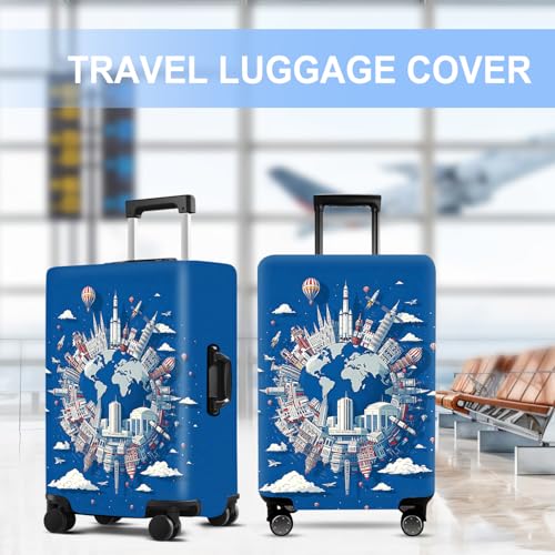 Earth Luggage Cover Washable Suitcase Protector Anti-scratch Suitcase cover Fits 24-26 Inch Luggage M - color: Earth, size: M(24-26inch suitcase)