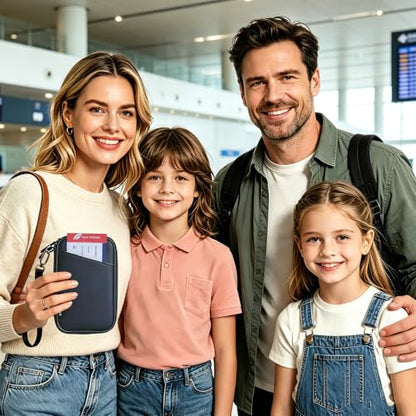 Lagre Family Passport Holder for 4, Black - color: LARGE BLACK