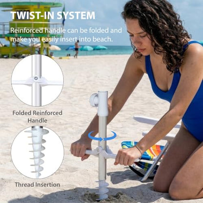 AMMSUN 6ft Folded Portable Travel Beach Umbrella with Sand Anchor Tilt Air vent UPF 50+UV Protection Fit In Suitcase Compact Foldable Telescopic umbrellas for Patio Garden Beach Pool Blue - color: 6ft Navy Blue