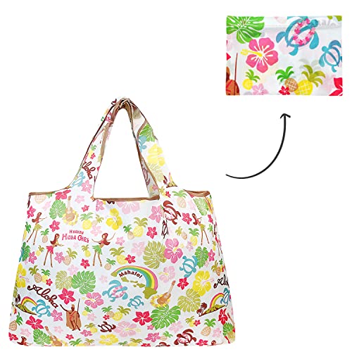 allydrew Large Foldable Tote Nylon Reusable Grocery Bags, Hawaiian Fun - color: Hawaiian Fun