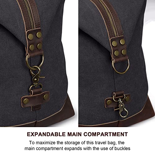 S-ZONE Duffle Bag for Travel Canvas Duffel Bag Carry on Weekender Bag for Men - color: Dark Gray