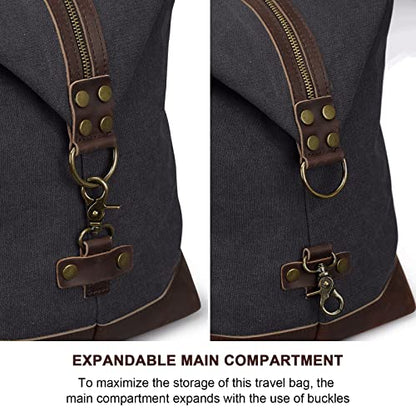 S-ZONE Duffle Bag for Travel Canvas Duffel Bag Carry on Weekender Bag for Men - color: Dark Gray