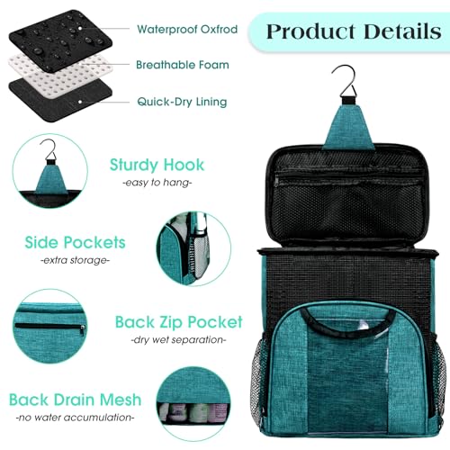 Attmu Mesh Shower Caddy Portable Dorm Room Essentials, Toiletry Tote Bag - color: Peacock green
