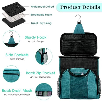 Attmu Mesh Shower Caddy Portable Dorm Room Essentials, Toiletry Tote Bag - color: Peacock green
