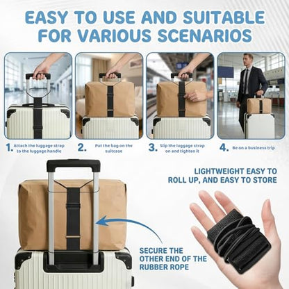 3-Pack Elastic Luggage Straps, Adjustable Luggage Straps for Multiple Suitcases, Strap to Hold Two Suitcases Together, Suitcase Connector Straps Set of Three, 41 by 5 cm