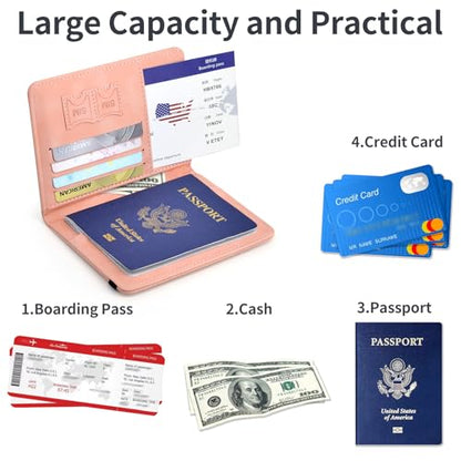 KAOBAN RFID Blocking Passport Holder & Boarding Pass Travel Wallet - color: Pink