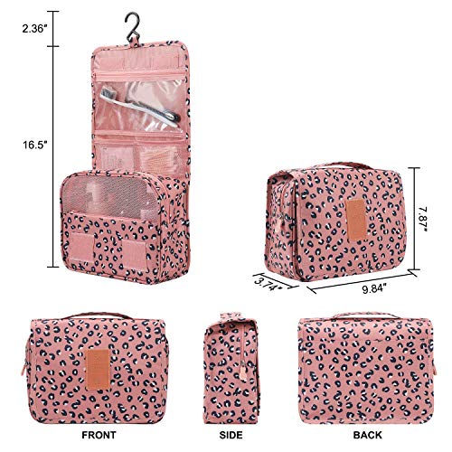 Trawila Travel Hanging Toiletry Bag Cosmetic Bag Makeup Organizers for Men & Women with Sturdy Hook (Leopard print) - color: Leopard print