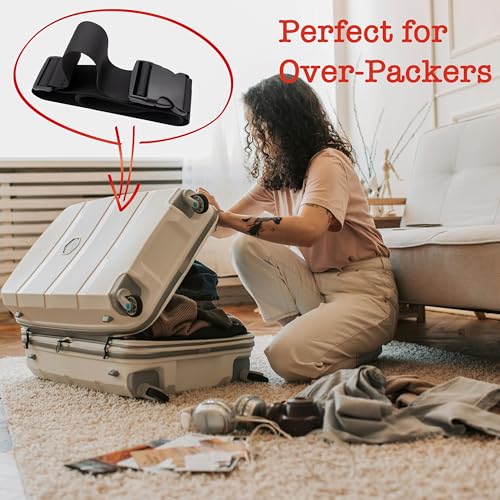 2-Pack Heavy Duty Luggage Straps - Adjustable Securing Belts for Suitcases, TSA Approved Travel Essentials (2" x 78.7") - Black - size: 41''-78.7'' long, 2'' wide