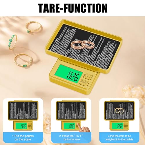 1000g Gram Scale, Diyife 0.01g Precision Pocket Scale with Backlit LCD - color: Gold