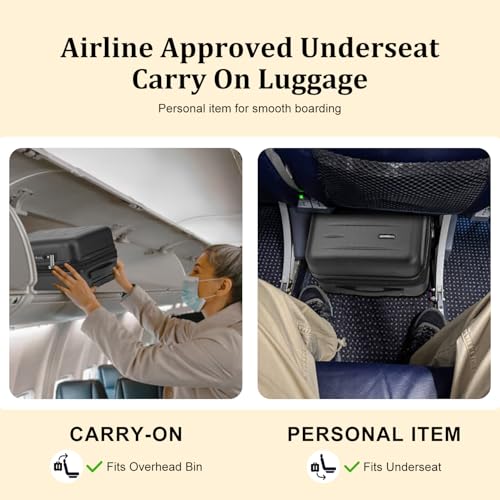 CENSIEN Expandable 16 Inch Underseat Carry On Luggage Airline Approved - color: Black, size: 16 Inch Underseat EXT