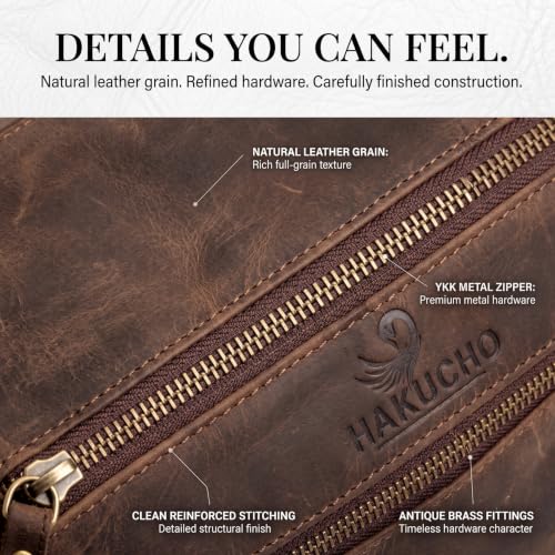 Full Grain Leather Toiletry Bag for Men & Women, Dark Brown - color: Brown
