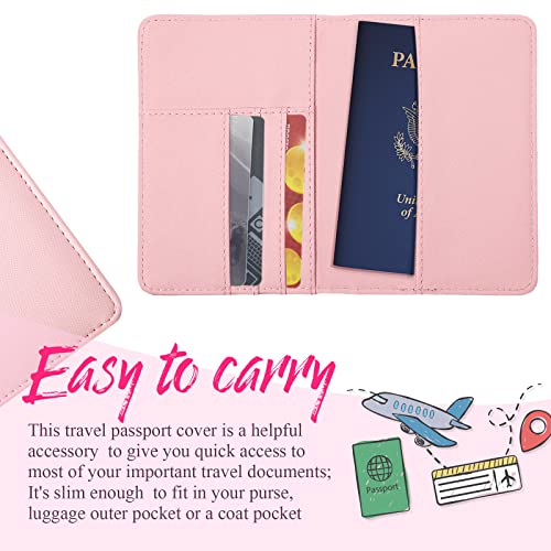 Frienda 2 Pcs Passport Holder Covers Waterproof Leather - color: Blue and Pink