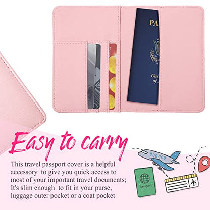 Frienda 2 Pcs Passport Holder Covers Waterproof Leather - color: Blue and Pink