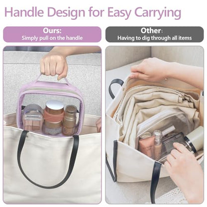PACKISM Clear Makeup Bag Travel - Velvet Side TSA Approved Toiletry Bag - color: 01 Purple, size: Full Vacation (Mixed Sizes)
