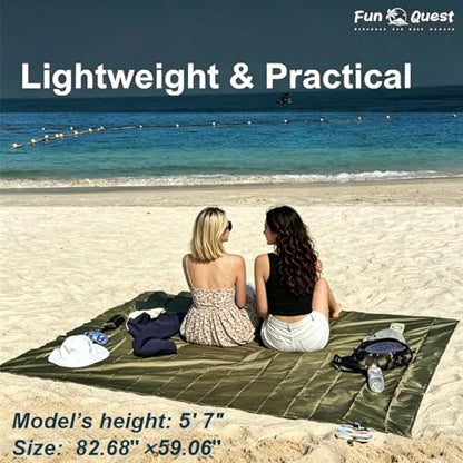 Picnic Blanket Waterproof, Portable with Stakes, Lightweight 0.42lb/0.66lb Options, Sand-Proof, fits in Pocket, Foldable, for Camping, Hiking, Travel, Concerts, Festivals - size: Medium--Military Green Burger