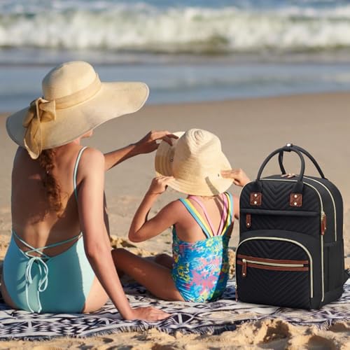 Tenot Diaper Bag Backpack for Women with Changing Pad Black - color: Black, style: With Extra Layer & Changing Pad
