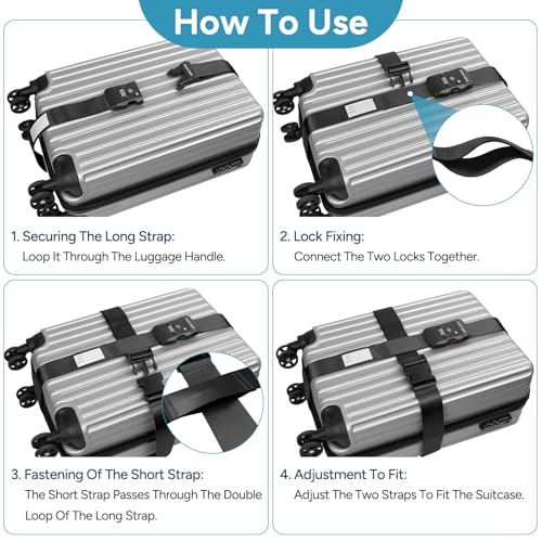Travel Inspira Anti-Theft Suitcase Belt with TSA Lock - color: Cross Black-New