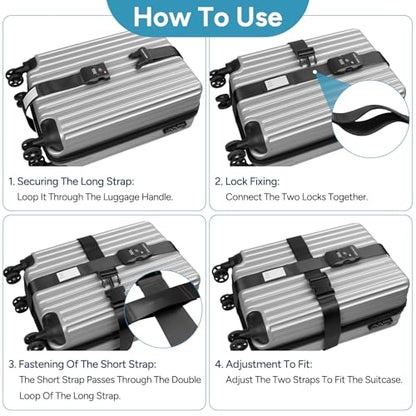 Travel Inspira Anti-Theft Suitcase Belt with TSA Lock - color: Cross Black-New