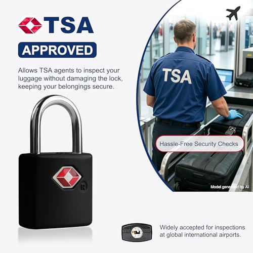Luggage Locks TSA Approved 4 Pack, Keyed TSA Locks for Luggage - color: Black