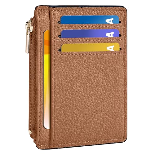 Tipmile Womens Credit Card Holder Wallet, Small Slim RFID Blocking Sleeve - color: Brown