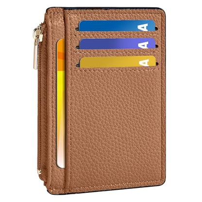 Tipmile Womens Credit Card Holder Wallet, Small Slim RFID Blocking Sleeve - color: Brown