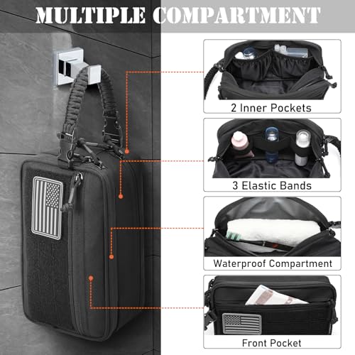 Tactical Toiletry Bag for Men Wet-Dry Separate Dopp Kit EDC Utility Tool MOLLE Pouch Men's Shaving Kit Travel Shower Bag (OD Green) - color: OD Green