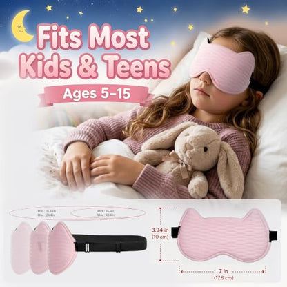 Kids Sleep Mask, 3D Contoured Kids Eye Mask for Sleeping - color: Pink