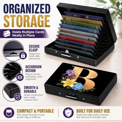 Initial E Metal Wallet Credit Card Protector Case Equipped RFID Blocking | with Pop-Up Button Slim Business Cards Holder Aluminum Cards Case Exclusive Initial E Gifts for Women Men - color: Letter E