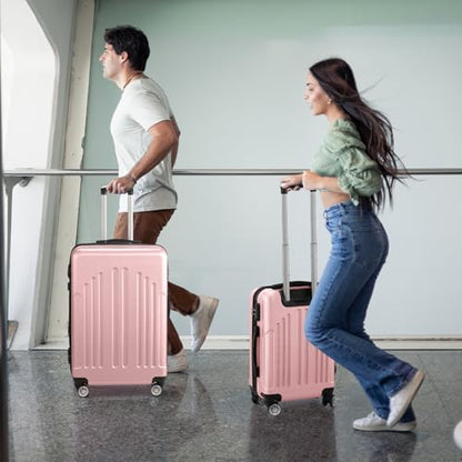Karl home Luggage Set 3 Piece Hardshell Suitcases with TSA Lock, Light Pink - color: Light Pink, size: 3 Piece Set (20/24/28 Inch)
