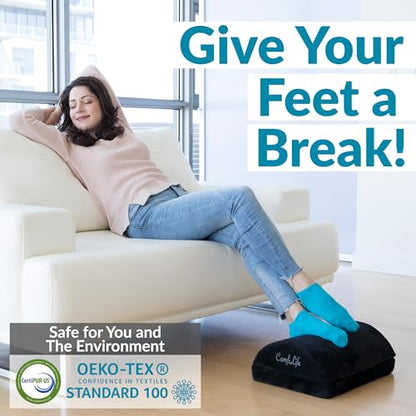 ComfiLife Gel Enhanced Seat Cushion & Foot Rest Bundle - Office Chair Cushion Foot Rest for Under Desk - Premium Memory Foam - Back and Sciatica Relief