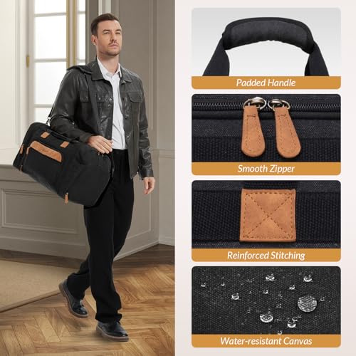 Canvas Duffle Bag 50L Expandable Travel Weekender Bags, Dark Grey - color: Dark Grey