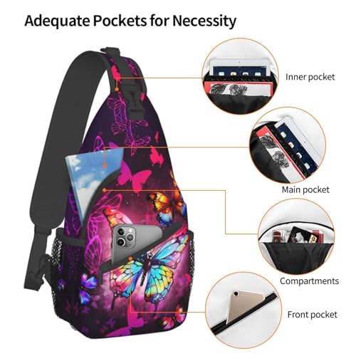 Butterflies Sling Bag Crossbody Sling Backpack for Women Men Travel Hiking Daypack Chest Shoulder Bag - color: 24