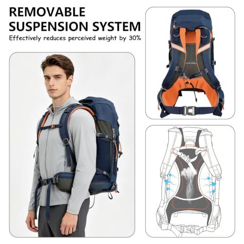 Hiking Backpack for Women Men,30+5L Waterproof Camping Backpacking Backpack - color: Blue